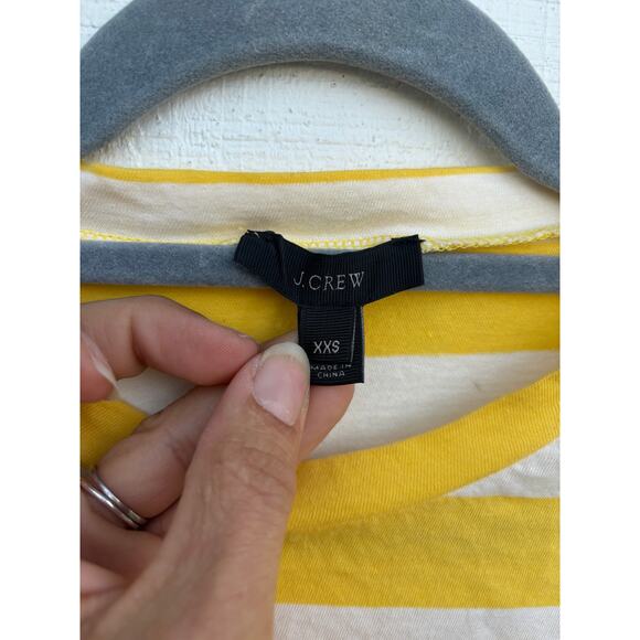 J. Crew Yellow Striped Tee, Glasses Embroidered, Basic, Sz XXS - Picture 3 of 4